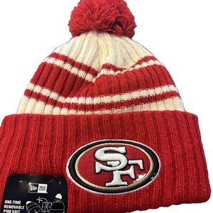 San‎ Francisco 49ers Niners Knit Winter Hat Beanie New Era Cap Removable Pom NWT